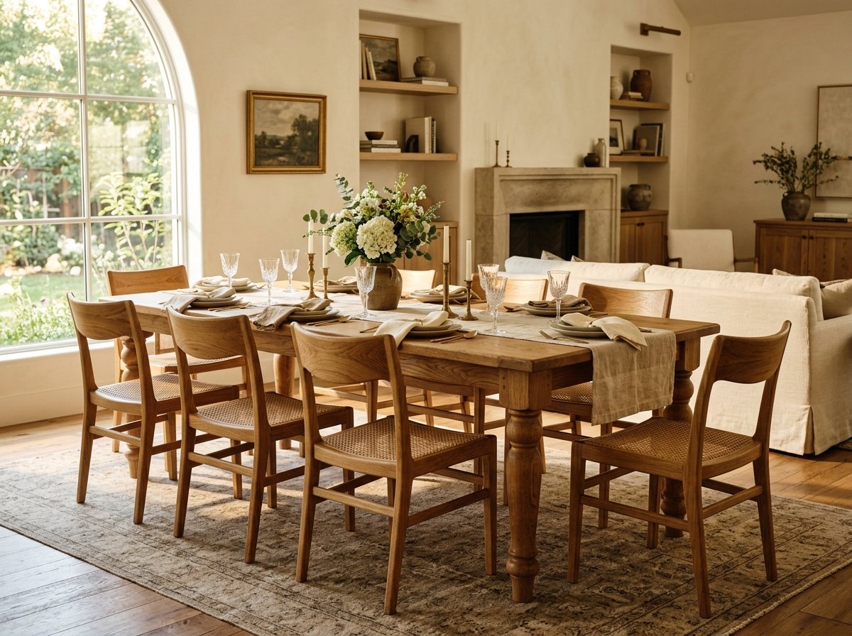 Classic durable solid hardwood dining table and chairs